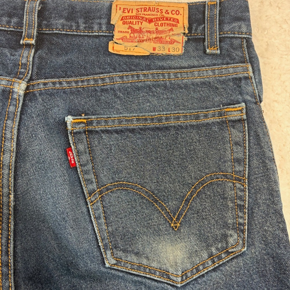 Levis 517 Boot Cut Jeans Mens 33x30 Dark Wash Blue Denim Western